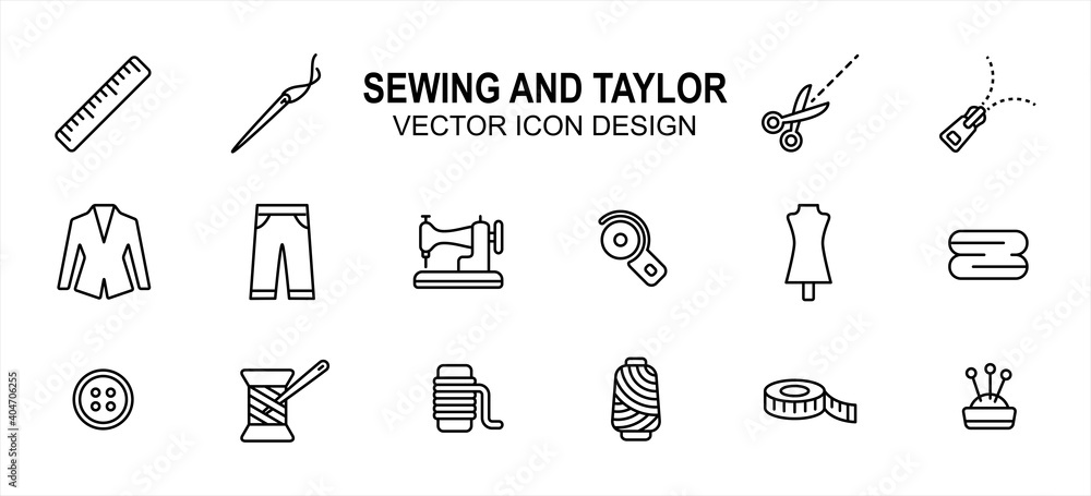 Fotografie Simple Set of sewing and taylor Related lineal style Vector icon user interface graphic design