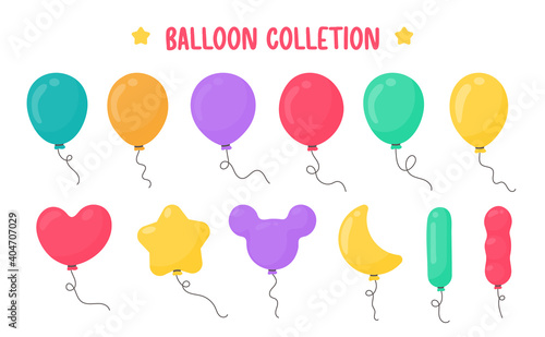 Cartoon balloons of various shapes for decoration in the celebration party.