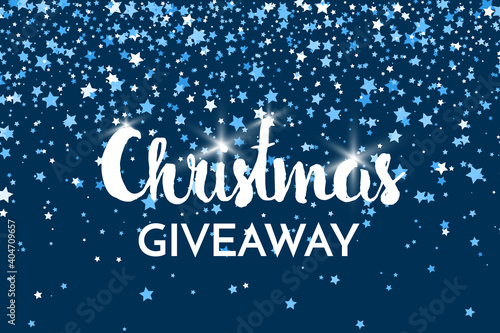 Christmas giveaway - banner template. Christmas Giveaway phrase on dark blue background. Vector illustration