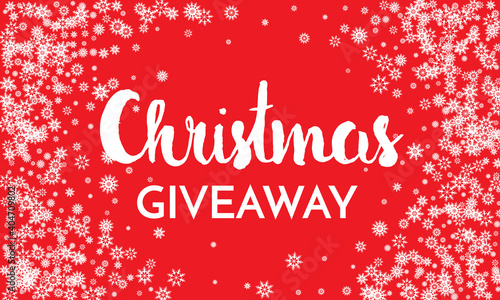 Christmas giveaway - banner template. Christmas Giveaway phrase on red background. Vector illustration