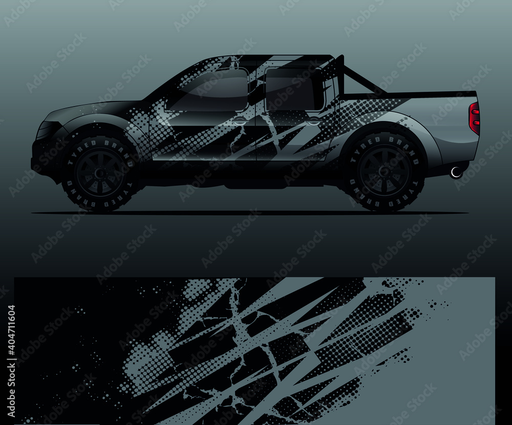 Naklejka premium Truck decal graphic wrap vector, abstract background