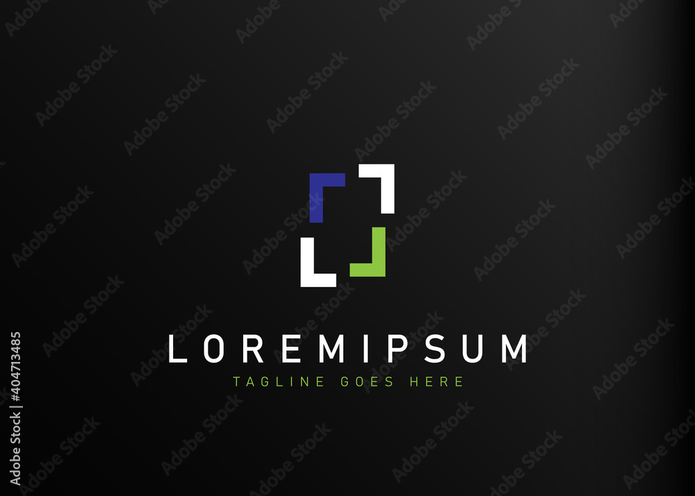 Camera focus logo design. Vector illustration of abstract camera shutter. Modern line logo design template Camera focus logo design. Vector illustration of abstract camera shutter. Modern line logo design template