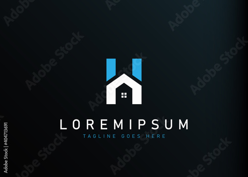Initial letter H home house logo design. Vector illustration of H letter home shaped icon design. Modern design flat icon template