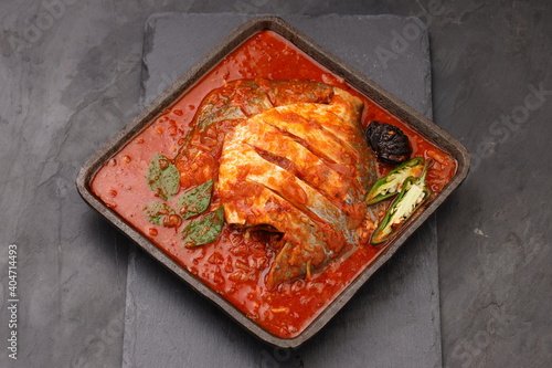  White pomfret masala curry photo