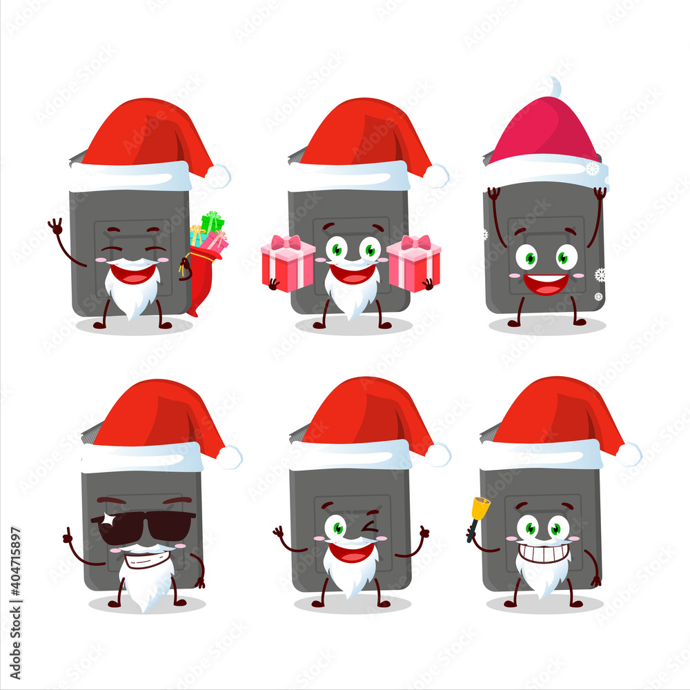 Santa Claus emoticons with black gasoline tank cartoon character