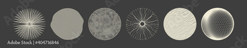 Spheres formed by many dots or lines. Abstract design elements. 3d vector illustration for science, education or medicine.