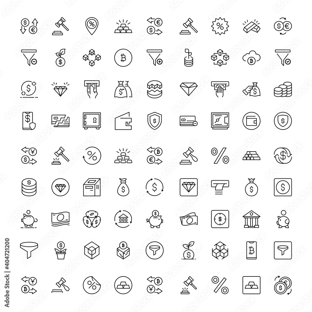 Finance design icons set. Finance design icons set.