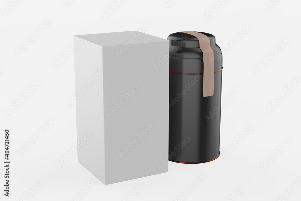 Storage tin Jar with Paper Label isolated on white background. 3d illustration Storage tin Jar with Paper Label isolated on white background. 3d illustration