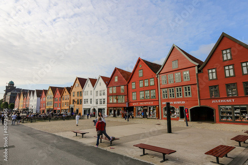 Iconic architecture along the waterfront of Bergen Norway photo