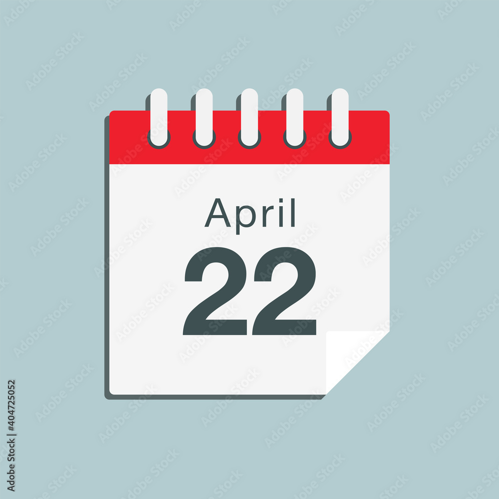 Icon day date 22 April, template calendar page Icon day date 22 April, template calendar page