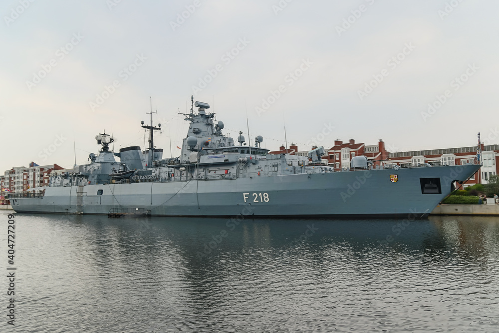 Navy vessels at the dock in the canals of Wilhelmshaven Germany Navy vessels at the dock in the canals of Wilhelmshaven Germany