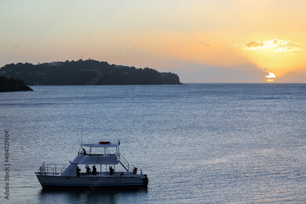 Sunset on the horizon in Saint Lucia Sunset on the horizon in Saint Lucia