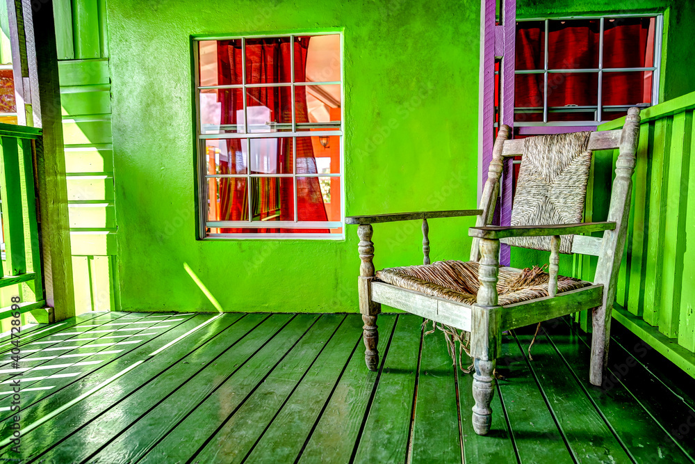 Colorful architecture and furniture in Saint Lucia in the Caribbean