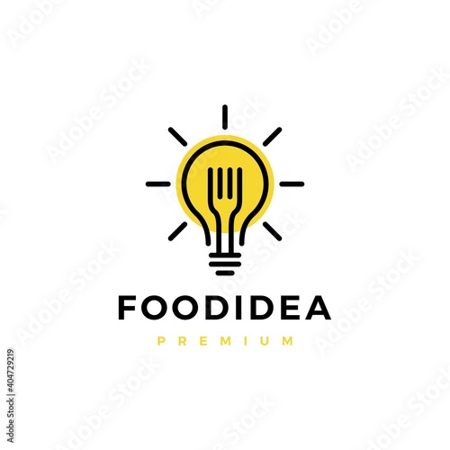 fork bulb food idea smart logo vector icon illustration