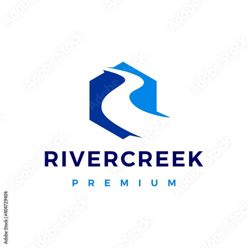river creek logo vector icon illustration