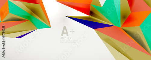 Vector triangle geometric backgrounds. Low poly 3d shape on light backdrop. Vector illustration for covers  banners  flyers and posters and other designs