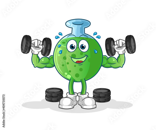 chemical glass weight training illustration. character vector