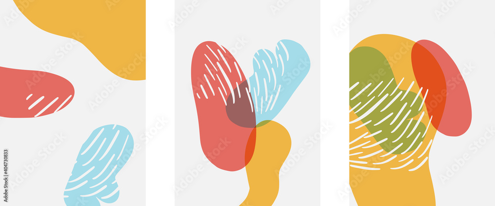 Hand drawn doodle shapes, wall art painting style, vector abstract background templates. A4 poster design or for covers, banners, flyers Hand drawn doodle shapes, wall art painting style, vector abstract background templates. A4 poster design or for covers, banners, flyers