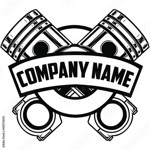 car service logo with piston background
