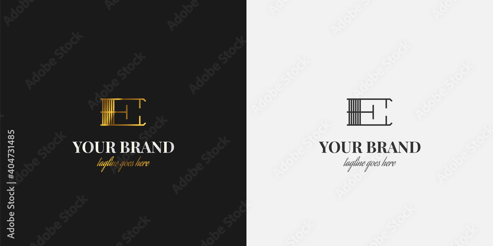 Business corporate letter E logo design template. Initial e letter logo with line concept in golden gradient Business corporate letter E logo design template. Initial e letter logo with line concept in golden gradient