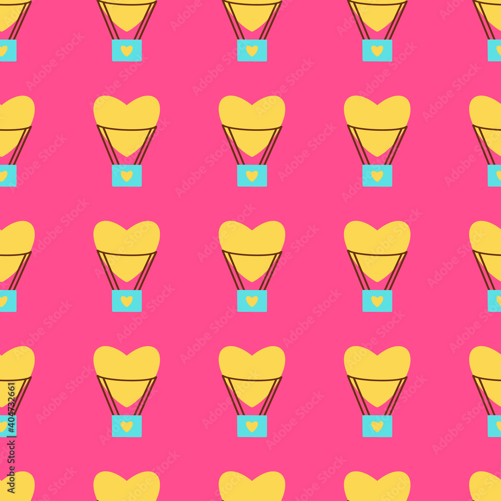 Pattern Happy Valentine's Day. Vector illustration with a balloon on a solid bright background. Suitable for social media, mobile apps, marketing materials.