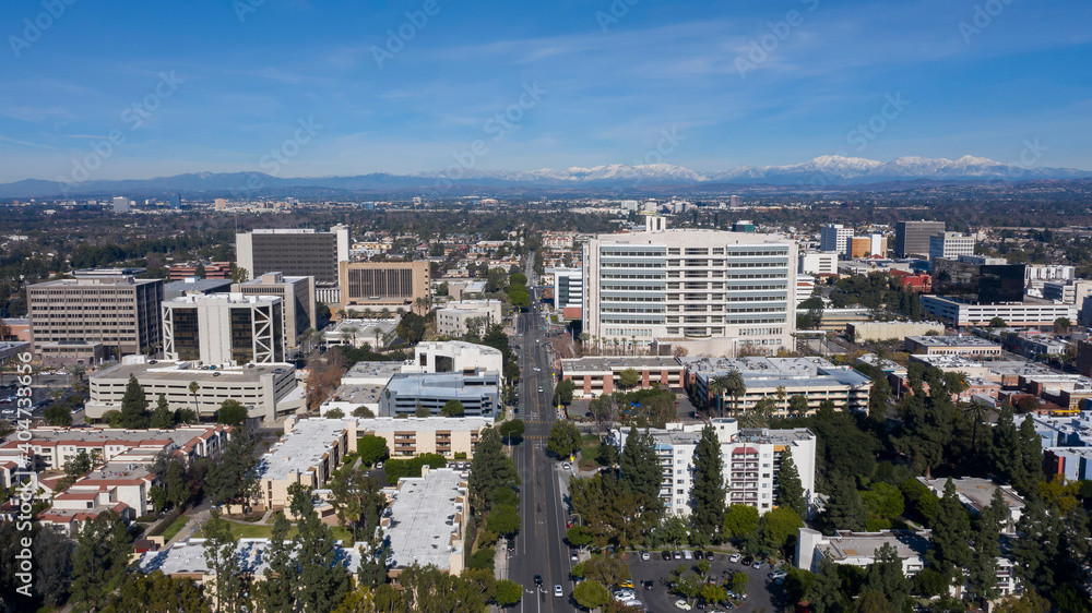 Daytime aerial view of the downtown skyline of Santa Ana, California, USA.  Stock Photo | Adobe Stock