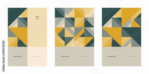 Abstract geometric technological company brochure. Corporate identity flyer. Vector set business presentation.