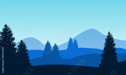 Nice natural morning scenic in the countryside. Vector illustration
