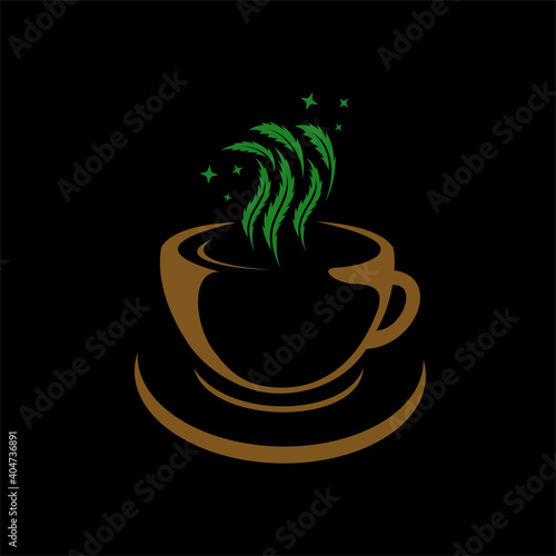 Coffee and cannabis vector illustration. Good for greeting card and t-shirt print, flyer, poster design, mug.