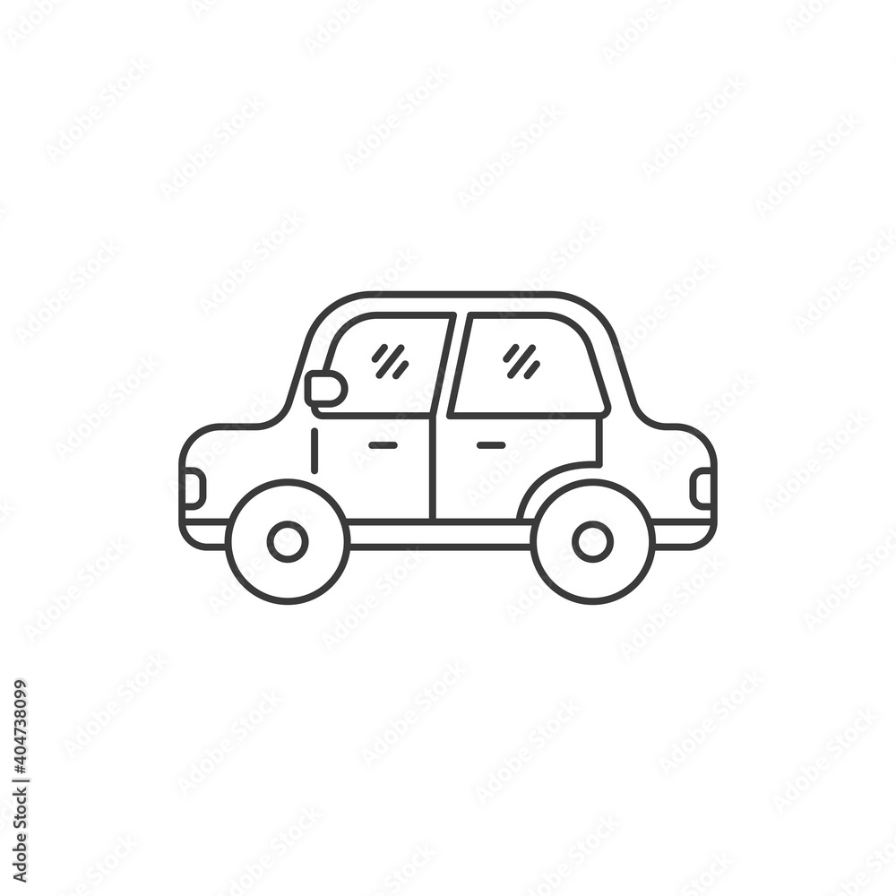 Simple car vector illustration isolated on white background. Linear style of car icon