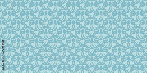 Blue background pattern with retro floral ornament. Seamless wallpaper texture 