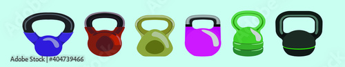 set of kettle bell cartoon icon design template with various models. vector illustration isolated on blue background