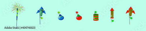 set of diwali fire crackers cartoon icon design template with various models. vector illustration isolated on blue background