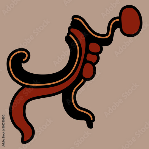 Abstract Mayan ornament. Native American art of Mexican Maya Indians. Floral decorative element. Isolated vector illustration. 