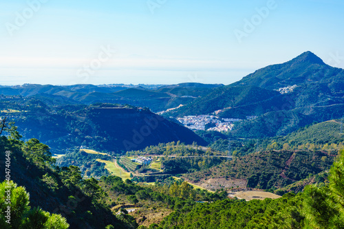 Spanish green andalusian mountains view.