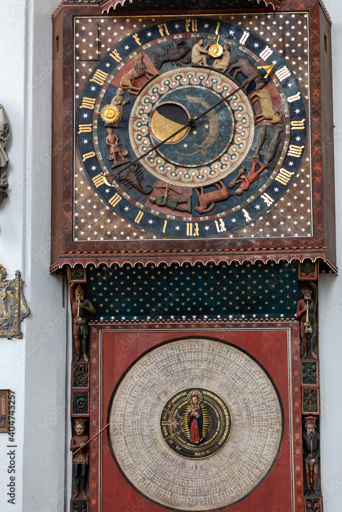  Astronomical clock in St Mary's Church made in 1464–1470 by Hans Düringer. Gdansk, Poland.