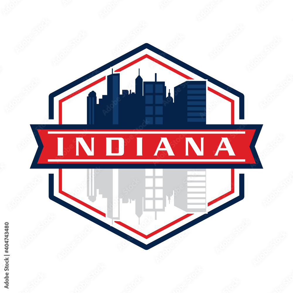 Fotografie Indiana Skyline Vector , Indiana Skyscraper Logo
