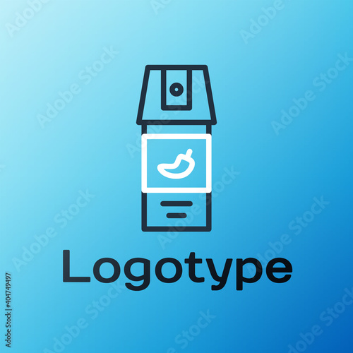 Line Pepper spray icon isolated on blue background. OC gas. Capsicum self defense aerosol. Colorful outline concept. Vector.