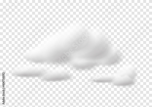 Realistic white cloud vectors isolated on transparency background, cotton wool ep99