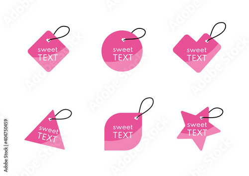 sweet valentine banner vector, pink tag isolated on white background ep04