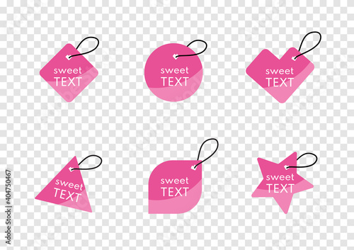 sweet valentine banner vector, pink tag isolated on transparency background ep04