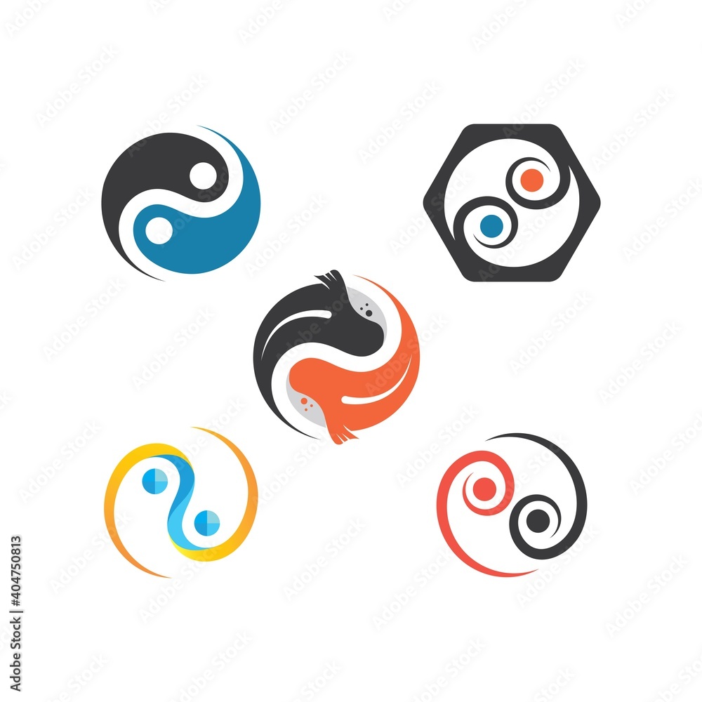 Fototapeta premium yin yang koi fish concept design vector icon illustration
