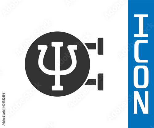 Grey Psychology icon isolated on white background. Psi symbol. Mental health concept, psychoanalysis analysis and psychotherapy. Vector.