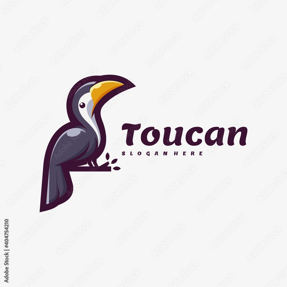 Fototapeta premium Vector Logo Illustration Toucan Simple Mascot Style.