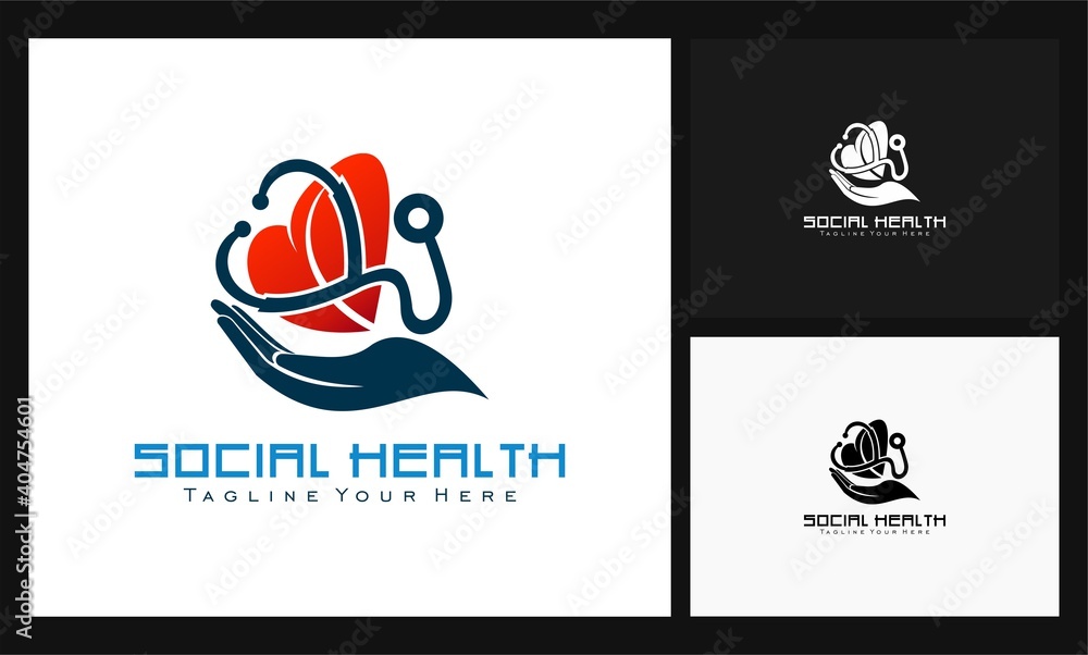 heart and hand concept design health logo