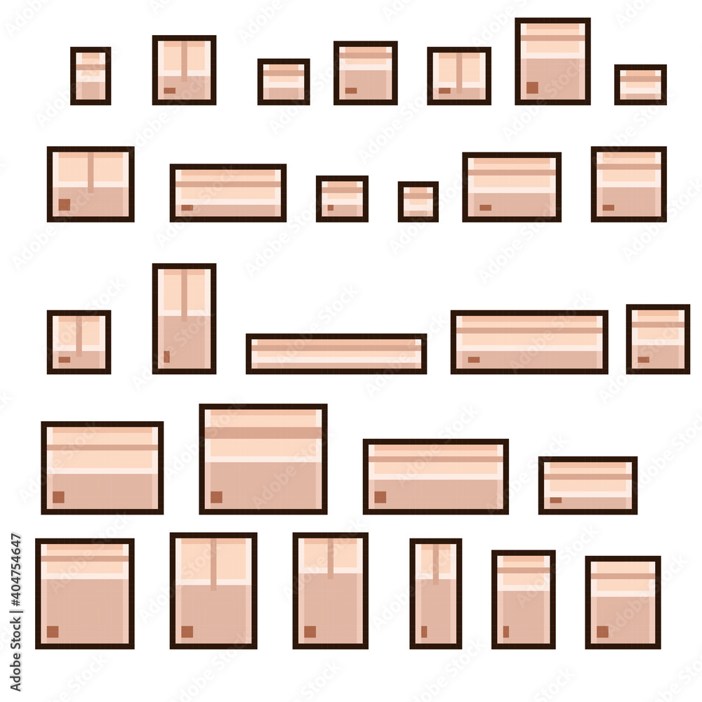 Cartons for transportation Pixel art. Box set pixel art. Vector  illustration. Stock Vector | Adobe Stock