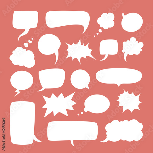 A set of comic bubbles and elements with halftone shadows