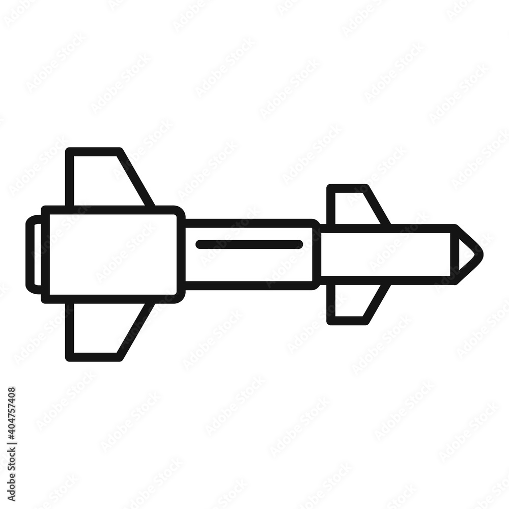 Missile rocket icon. Outline missile rocket vector icon for web design isolated on white background Missile rocket icon. Outline missile rocket vector icon for web design isolated on white background