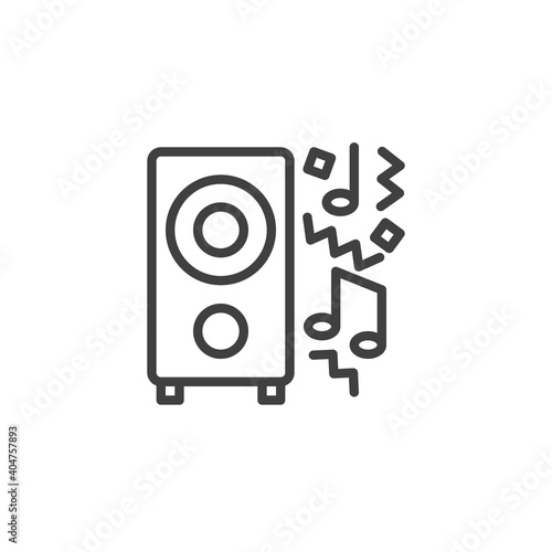Party music line icon. linear style sign for mobile concept and web design. Audio speaker and music note outline vector icon. Symbol, logo illustration. Vector graphics