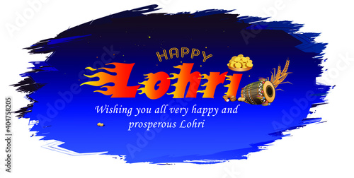 Vector illustration of Lohri Festival celebration and happy Lohri typography photo